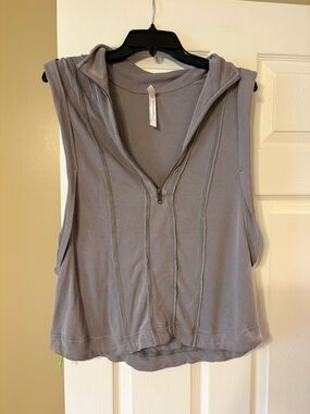 FP Movement by Free People Sleeveless  Zip-Up Vest - Light Gray